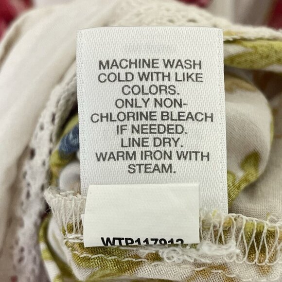 J Jill Petite L Cottage Floral Tunic Boho Boxy Blouse 3/4 Sleeve Lace Trim Rayon - Picture 16 of 16